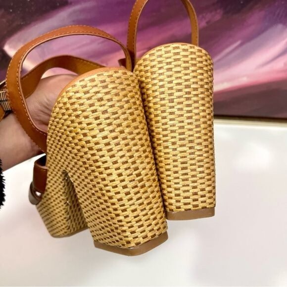 Korks by Kork-Ease Dee Sandals Strappy Wedge Heel Platforms Cognac Brown Size 10 - Picture 7 of 9